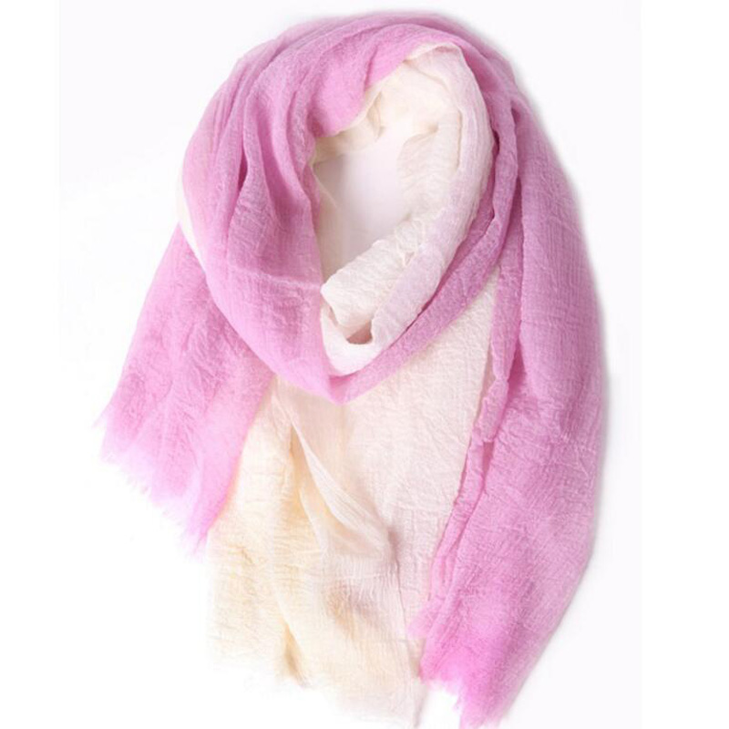 Soft Wool Scarves Blue Bicolor Women Fall Pashmina Scarf